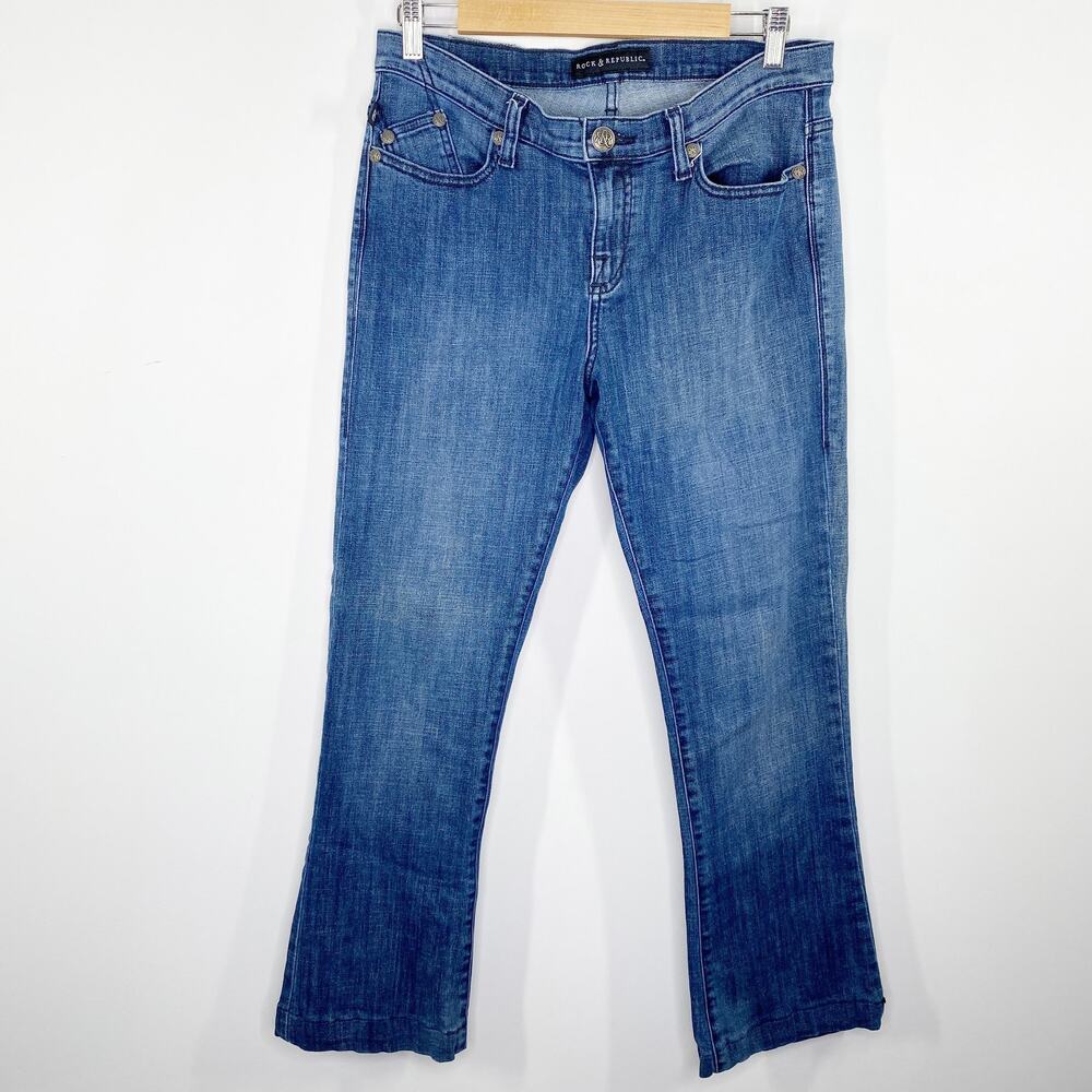Rock & Republic Kasandra Medium Wash Blue Denim‎ Bootcut Jeans Women's Size 12